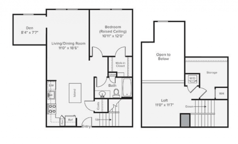 A1L - 1 bedroom floorplan layout with 1 bathroom and 1153 square feet