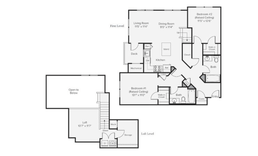 B2L - 2 bedroom floorplan layout with 2 bathrooms and 1439 square feet