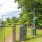 a fenced in area with a sign on it